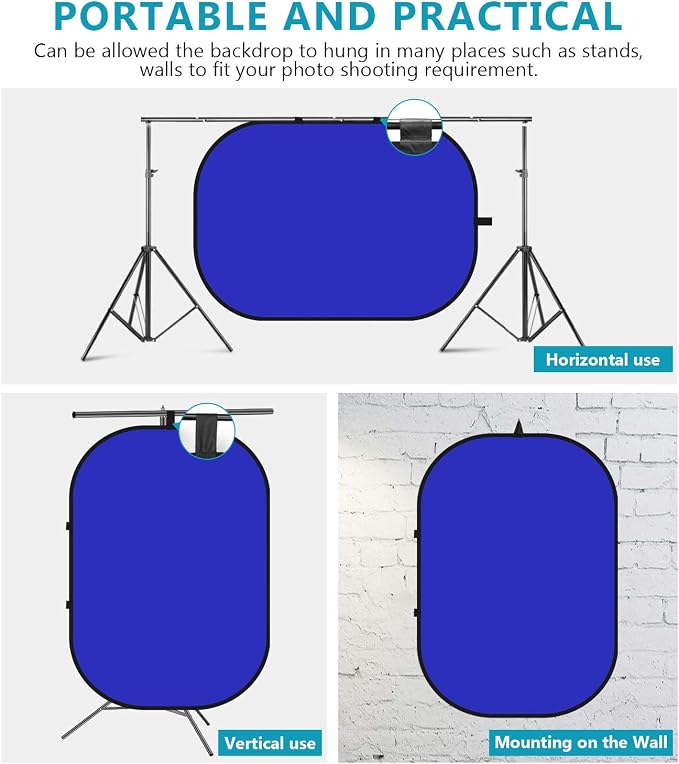 NEEWER Chromakey Backdrops, Double-Sided Blue and Grey Screen, 2 in 1 Foldable and Reversible Background for Photography, Gaming and Live Streaming, 5 x 6.6 inches/1.5 m x 2 m (Blue/Grey) | Foldable and Reversible Background, for Photography, Gaming an... - Image 3