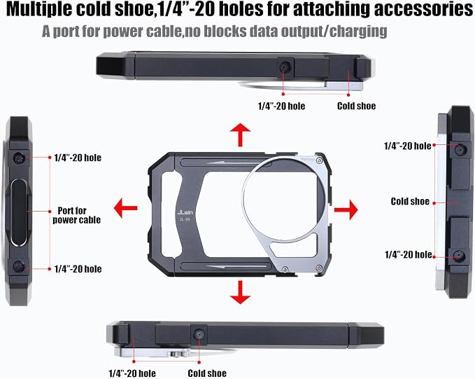 Fotga Universal Smartphone Cage Photo Video Stabilizer W/Handles + 67mm Variable ND Filter for iPhone 17 16 15 14 Pro Max Samsung Cell Phone Vlog Live Stream Video Recording, Cold Shoe Tripod Mount - Image 7