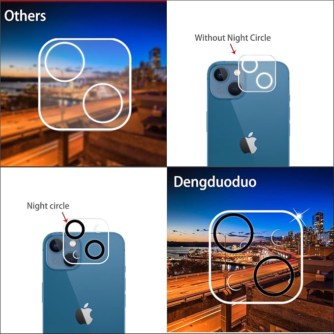 Dengduoduo 3 Pack Tempered Glass Camera Lens Protector for iPhone 13 6.1" & iPhone 13 Mini 5.4", Ultra HD, 9H Hardness, Anti-Scratch, Case Friendly, Easy to Install [No Affect on Night Shots] - Image 4
