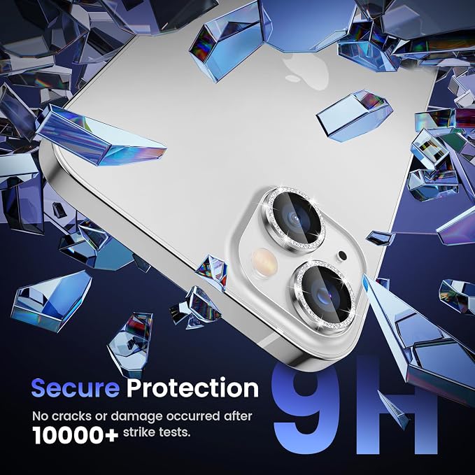 Tensea for iPhone 13/13 Mini Camera Lens Protector Bling, Camera Cover | 9H Tempered Glass Camera Screen Protector, Metal Individual Ring for iPhone13 6.1inch/ 13mini 5.4inch, HD Clear, Easy Install - Image 4