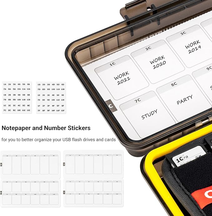 USB Flash Drive Case with Labels, Thumb Drive Holder Organizer, Shockproof Water-Resistant, SD Card/NS/PSV/CFexpress Type A Card Case - Image 2