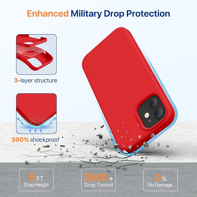 Miracase Silicone for iPhone 12 Case and iPhone 12 Pro Case, Red | Liquid Silicone Gel Rubber Shockproof Drop Protection Phone Case for iPhone 12/12 Pro 6.1 inch - Image 4