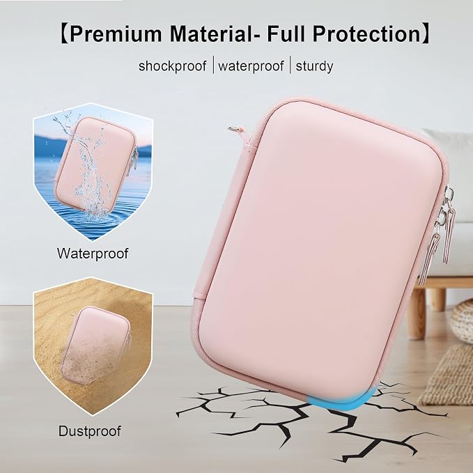 Elonbo Carrying Case for KODAK Mini 2 Retro 2x3 Portable Photo Printer | Bluetooth Smartphone Instant Color Printer Hard Travel Protective Bag, Mesh Pocket fits Cartridge Photo Paper Sheets, Pink - Image 5