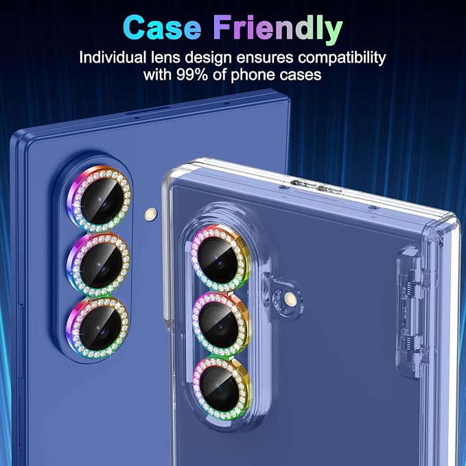 Meshine for Samsung Galaxy Z Fold 7 Camera Lens Protector,Scratch Proof,Strong Adsorption,9H Hardness with Metal Ring Camera Cover,Ultra Thin Case Friendly, Accessories Lens Protector,Shiny Colorful - Image 6