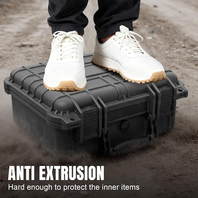 Jack Boss Waterproof Hard Camera Case with Pre-cut Foam,black,updated | Portable Hard Shell Case With Updated Plastic Material,Fit Use of Drones,Camera,Equipments,13.6X11.4X6 Inch - Image 6