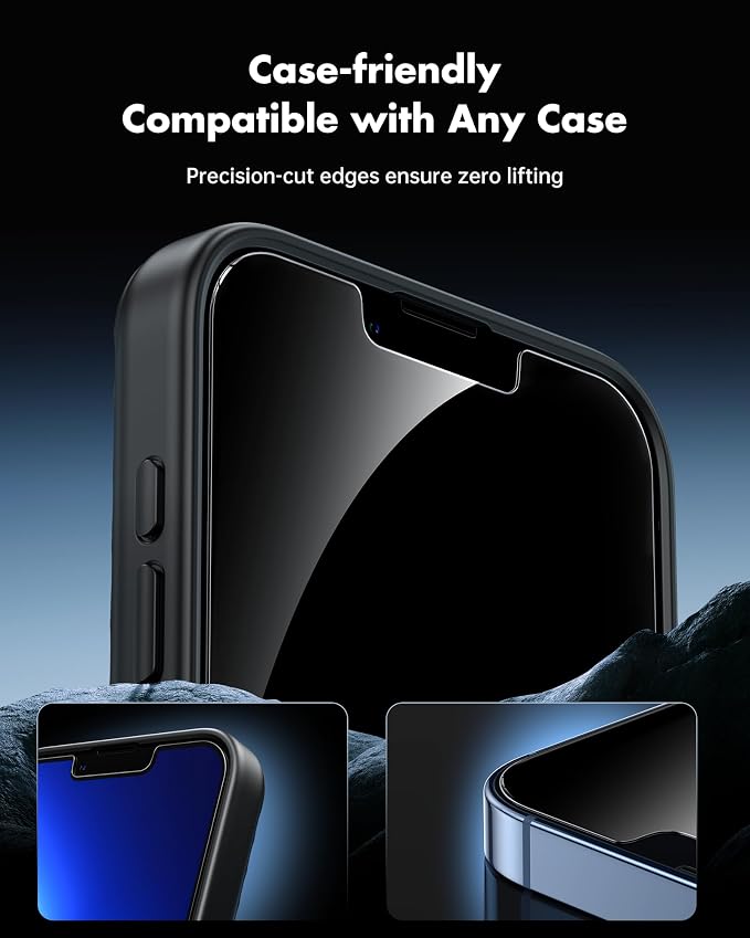 UNBREAKcable Privacy Screen Protector for iPhone 14/13/13 Pro, 2-Pack | True 28° Anti-Spy, Shatterproof Tempered Glass, 9H Hardness, Easy Install, Bubble-Free, Anti-Scratch, Case Friendly - Image 6