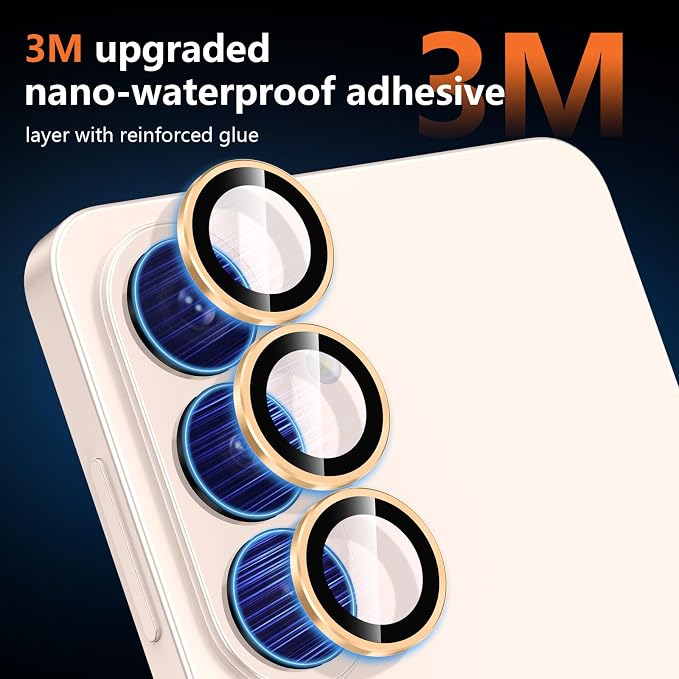 for Samsung Galaxy S26 Plus Camera Lens Protector, Individual Metal Ring Tempered Glass Lens Cover, [Strong Adsorption] Scratch Resistant Ultra-Thin HD Clear Lens Cover, 1 Set-Gold Ring - Image 4