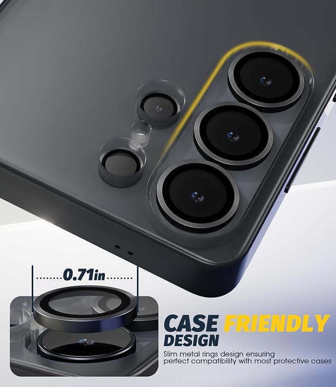 Orzero (2 Sets) Camera Lens Protector for Samsung Galaxy S26 Ultra, [EZ Install] [Case-Friendly] 9H Tempered Glass CD Pattern Lens Cover, Military-Grade Shockproof, HD Clarity Anti-Glare (Black) - Image 7