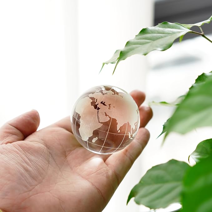Crystal Globe World Globe Decor, 2.3" Glass Earth Ball with Stand | K9 Crystal Clarity, 2.3" Desktop Size, Stable Stand for Office, Study, Living Room & Gift Display - Image 5