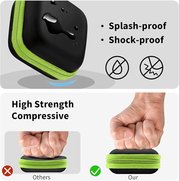 1 Pack Square Earbud Case Storage Bag with Carabiner, Green | Portable EVA Carrying Case, For Wired/Wireless Headphones, SD Card Storage, Camera Chip - Image 3