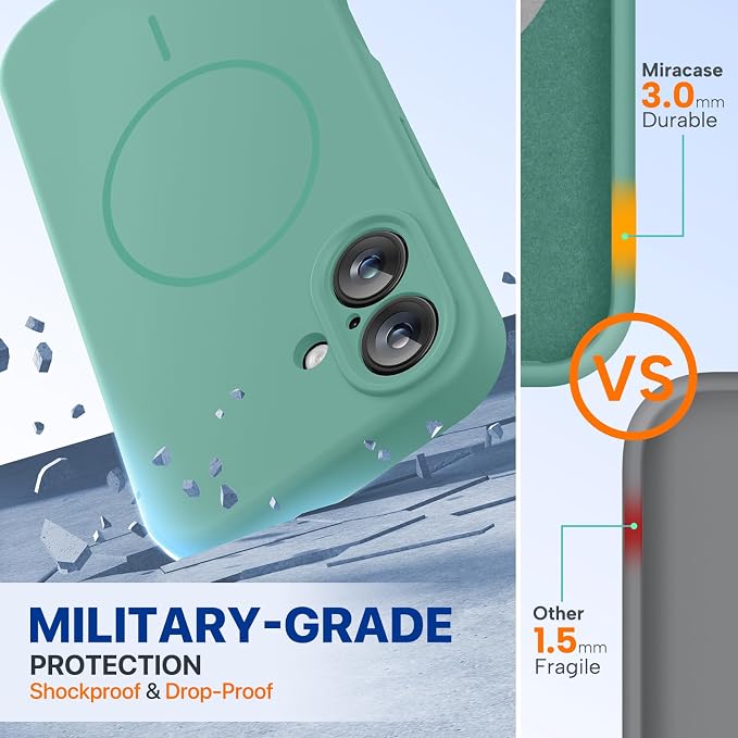 Miracase Silicone & Magnetic for iPhone 16 Case, Midnight Green | Compatible with MagSafe, Anti-Scratch Microfiber Lining, Liquid Silicone Case Shockproof Drop Protection Phone Case for 16 - Image 2