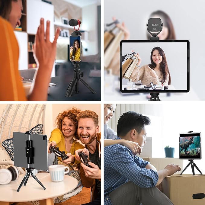 ULANZI ST-29 Phone Tripod Mount, 2-in-1 Tablet Smartphone Holder Adapter | Cold Shoe Mount, Dual 1/4" Screw Holes for tripod, 2.6"-8.8" Extend Clip Clamp Compatible with iPad, iPhone, Android - Image 7