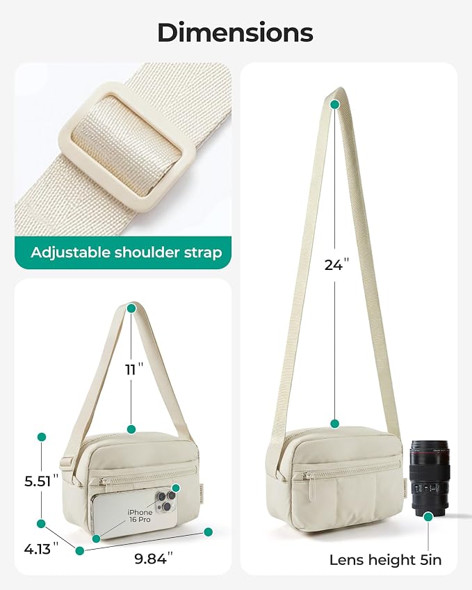 BAGSMART 2 in 1 Small Puffy Camera Sling Bag, Camel | Mirrorless Crossbody Photography Camera Case for Photographers, Camera Shoulder Bag - Image 3