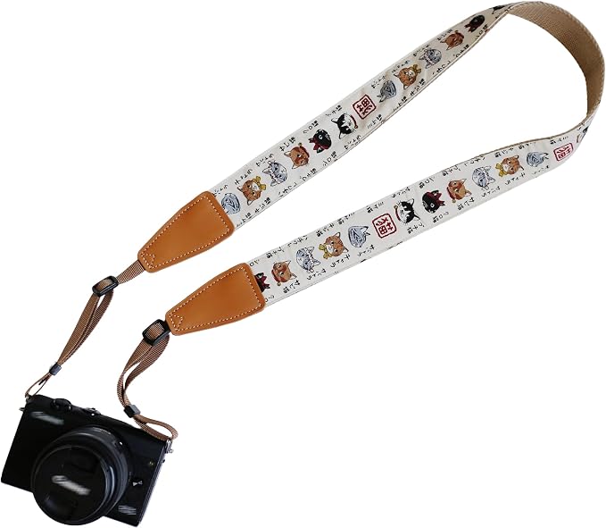 UNIKSTRAP Original Design Japanese Kawaii & Cozy Style Cute Cartoon Cat Adjustable Camera Strap, Neck Shoulder Belt Fit for Canon Nikon Sony Olympus Mirrorless & DSLR Camera etc. by Unknown
