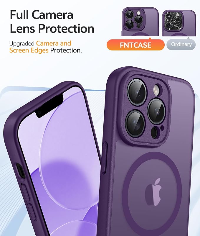FNTCASE for iPhone 13 Pro Max Case, Fit for Magsafe, Full Camera Protection | Translucent Matte Magnetic Phone Back, 14FT Military Grade Drop Proof, Slim Shockproof Protective Cover, Purple - Image 4