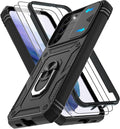 Gritup for Samsung Galaxy S22+ Plus Case with Screen Protector*2, Galaxy S22 Plus Case Build in 360° Rotating Ring Kickstand, Military Grade Protective Case for S22 Plus Phone, Black by Gritup