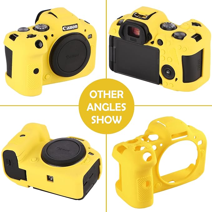 Camera Case for Canon R6 R6II - Silicone Protective DSLR Skin Cover, Detachable Cage, Shockproof, Dustproof (Yellow) - Image 6