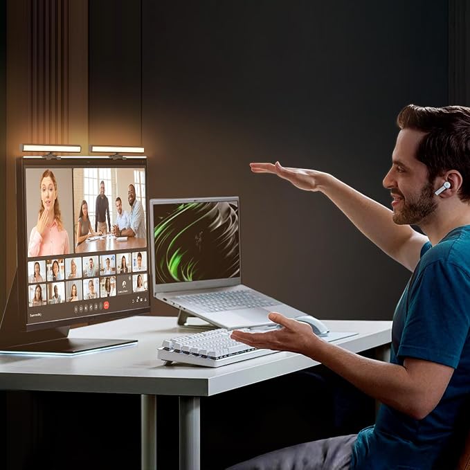 Video Conference Lighting, Monitor Light Bar, Eye-Caring Computer Light, Screen Light Bar,Webcam Streaming Lights, Zoom Lighting for Computer, Replaces Ring Light for Zoom Meetings - Image 2