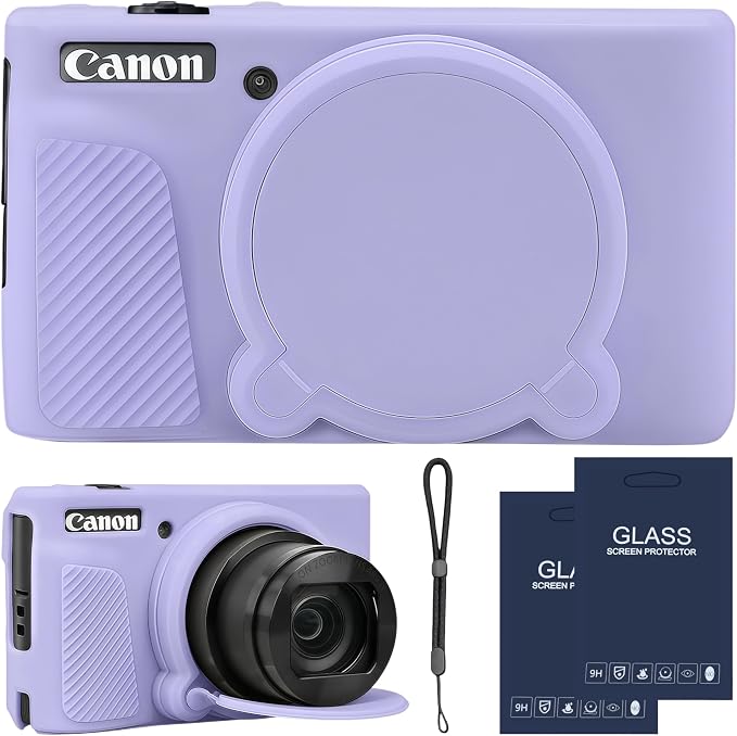 Camera Case for Canon PowerShot SX740/ SX730 Digital Camera, SX740 HS Case | Soft Silicone Protective Case Removable Lens Cover, Comes with 2 Screen Protectors and 1 Wrist Strap. (Lilac) by SZHSYJY
