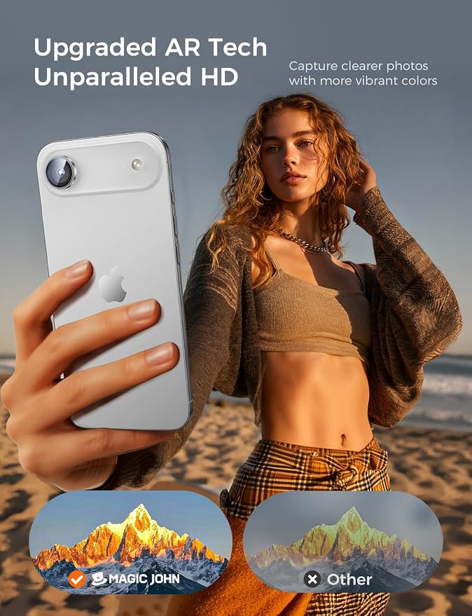MAGIC JOHN for iPhone Air Camera Lens Protector [Alignment Kit&1:1 Invisible Fit] 9H Aerospace Tempered Glass, Ultra HD, Metal Individual Ring,Set of 2,Sliver - Image 4
