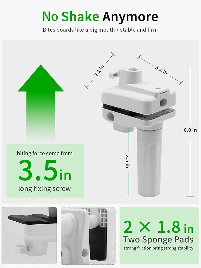 Desk Clamp Mount For Microphone Suspension Boom Scissor Arm Stand Holder, 5 Ways Boom Arm Insert Holes(12mm), Stable Installation on Tables/Beds up to 3.2 inches Thickness (White) - Image 2