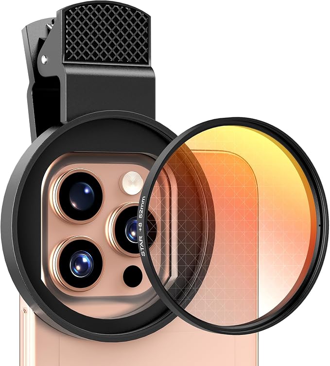 8 Points Star Filter,52mm Rotatable Star Lens for iPhone 16/15/14/13 Pro Max Moto Google Samsung TCL Phone, Cross-Screen Sparkle Effect Starburst Filter with Clip,Nightscape by ALILUSSO