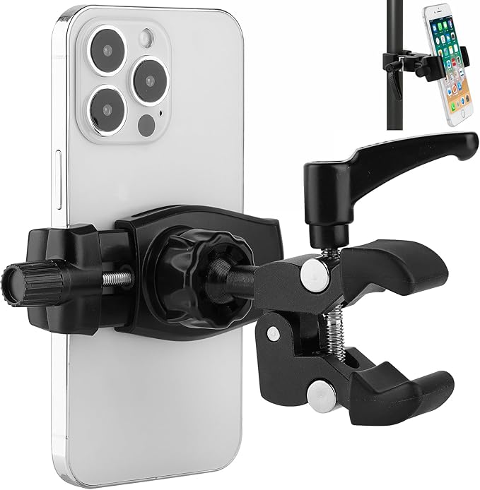 Mippko Phone Holder for Golf Cart/Microphone Stand/Cart/Railing/Handlebar/Rod,Fit for 3.5~7.5 inch iPhone/Nexus/HTC/LG/Smartphone,360°Adjustable Clip Aluminum Alloy Mount by Mippko