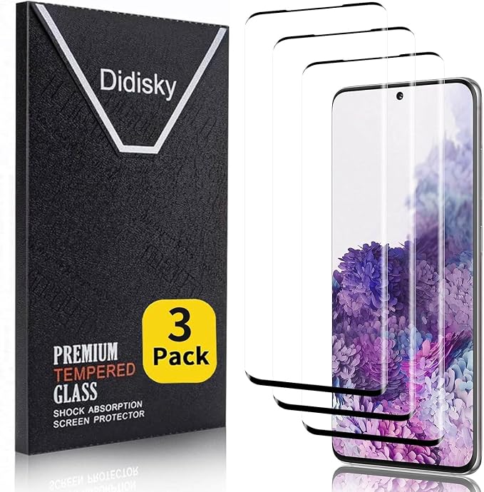 Didisky 3 Pack Screen Protector for Samsung Galaxy S20 5G 6.2'' (Not for S20 Plus +,S20 Fe,S20 Ultra,) 3D Full Coverage,Easy to Install,Transparent,9H Tempered Glass Film,Soft Touch, Scratch-Resistant by Didisky