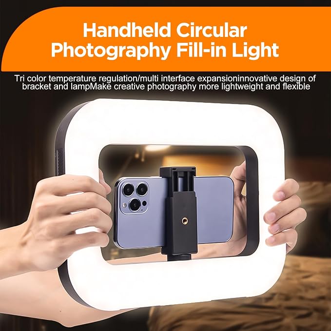 20W Ring Video Light with 8000mAh Built‑in Battery & 80inch Tripod 3H Max Brightness Portable Handheld Phone Fill Light Expandable for Mic & Camera Kit Easy Shooting for Vlogging Selfie Live Stream - Image 8