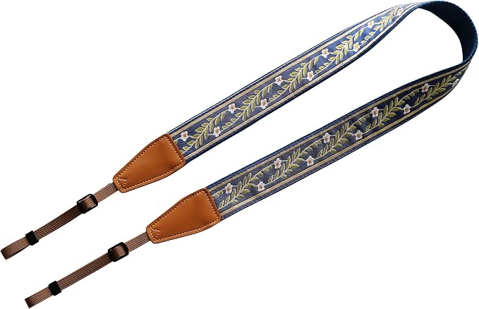 UNIKSTRAP Original Design Personalized Adjustable Camera Strap Vintage Blue Jasmine, Fit for Canon Nikon Sony Olympus Interchangeable Lens Digital Camera/DSLR etc. - Image 2