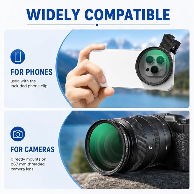 Cpl Filter iPhone,Polarized Lens for iPhone,iPhone Polarizing Filter,Polarizing Lens,Premium 52mm Cpl Filter,Widely Compatibility,for iPhone, Samsung Galaxy, and Google Pixel - Image 3