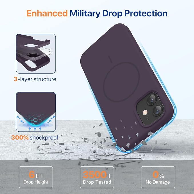 Miracase Magnetic for iPhone 12 Case/iPhone 12 Pro Case, Dark Purple | Compatible with MagSafe, Anti-Scratch Microfiber Lining, Premium Silicone Shockproof Drop Protection Phone Case for 12/12 Pro - Image 4