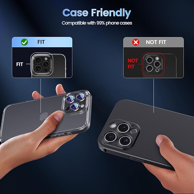 CACOE Metal Camera Lens Protector for iPhone 15 Pro/15 Pro Max | Tempered Glass Cover, Anti-Scratch, Drop-Proof, Strong Adhesion, Camera Screen Cover Accessories, Colorful - Image 4