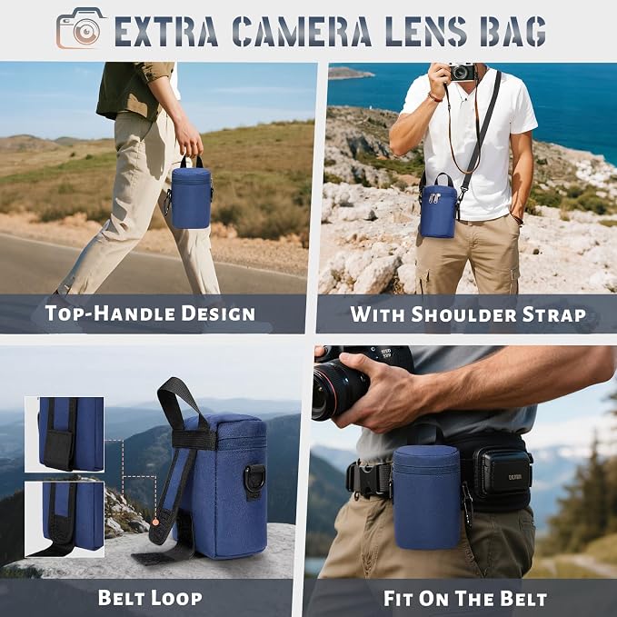 RAINSMORE Camera Backpack Hard Shell for DSLR/SLR Waterproof Camera Bag with Laptop Compartment 15.6 Inch Professional Camera Case with Rain Cover Photography Backpack Bag with Camera Lens Case Blue - Image 6