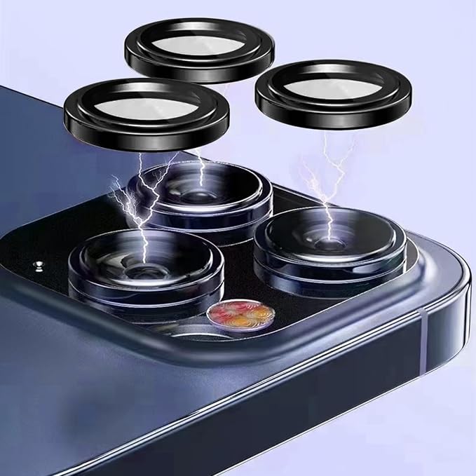TENOC Camera Lens Protector for iPhone 13 Pro & 13 Pro Max, Black | AR+AF, 9H Tempered Glass, Individual Metal Ring, Anti Glare, Fall Protection, Camera Screen Cover - Image 4