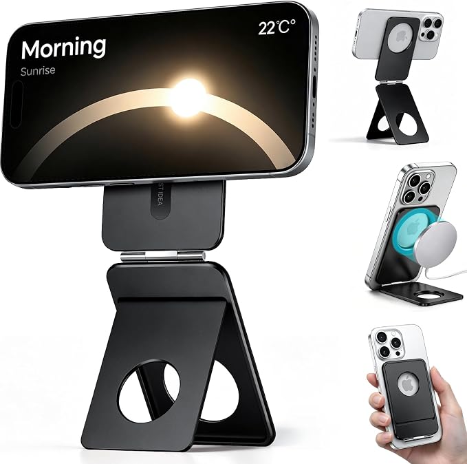 1ST IDEA for MagSafe Tripod Stand Ultra-Thin 0.23" | Aluminum Alloy Magnetic Tripod for iPhone, Flexible 20x Magnet Phone Stand Gift Accessories for Women Men for iPhone 17 16 15 14 13 12 Series by 1STIDEA