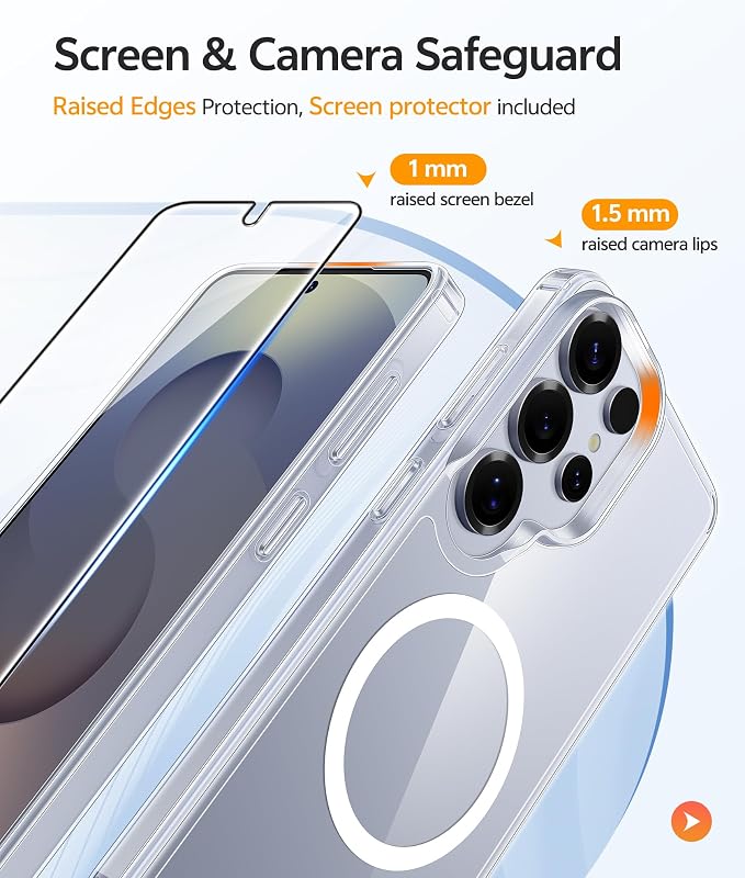 FNTCASE for Samsung Galaxy S25 Ultra Case Clear, Fit for Magsafe | Screen Protector, Anti Yellowing Magnetic Back, 14FT Military Grade Drop Protection, Shockproof Protective Phone Cover - Image 4