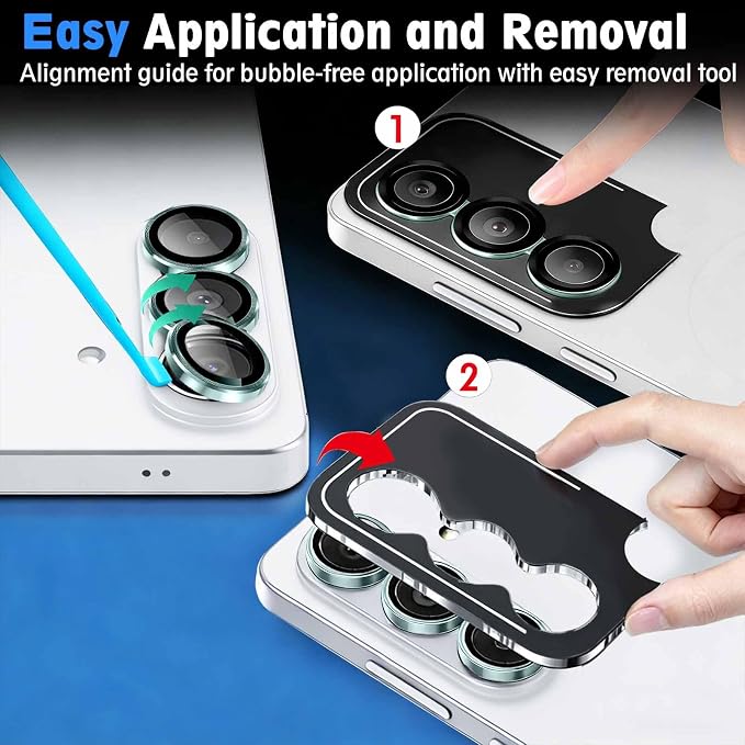 SiHPuoy 2Set Camera Lens Protector for Samsung Galaxy S26/S26 Plus, Green | 9H+ Tempered Glass, Military Grade Shatterproof,Anti-Scratch, Case Friendly,HD Metal Camera Cover,Does not Affect Night Shots - Image 3