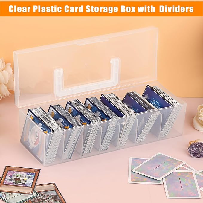 OwnMy 1PCS Plastic Trading Card Storage Box Clear Baseball Card Storage Box | Portable Baseball Card Organizer Box for Football Sports MTG TCG Cards, Clear Plastic Trading Card Storage Case with Dividers - Image 3