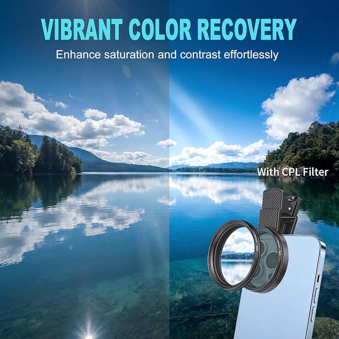 52mm Circular Polarizer Filter for iPhone and Android, CPL Lens Filter, Multi-Layer Coated, HD Transparent, Anti-Reflection, for DSLR Mirrorless Cameras - Image 5