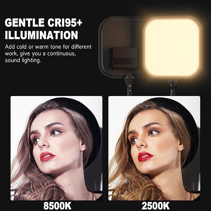 2Pack LED Video Light Kit, Hagibis 15W Photography Lighting Kit, 78" Dimmable Studio Lights with Tripod, 2500-8500K Stream Light for Video Recording, Game Streaming, Photography, Tiktok, YouTube - Image 3