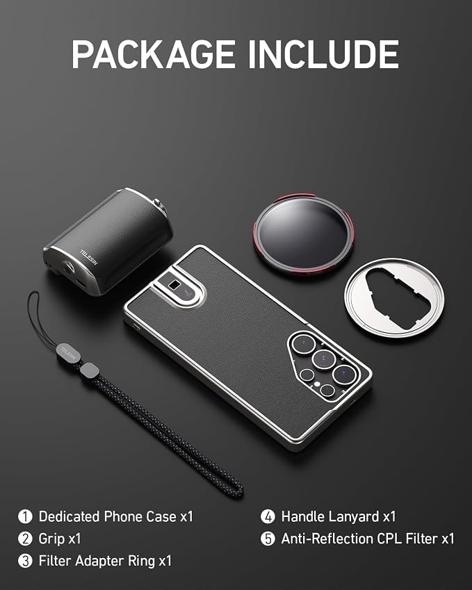 TELESIN Fun Shot Mastergrip Phone Camera Grip Photography Kit (Grip + Phone Case + 67mm CPL Filter Lens) for Samsung Galaxy S25 Ultra, Comfort Ergonomic Professional Master Handle Holder - Image 7