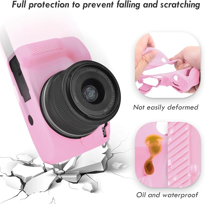 Rieibi EOSR50 EOS R50 Case, Soft Silicone Protective Case for Canon EOS R50 EOSR50 Vlogging Camera, Lightweight EOS R50 Camera Case Grip Cover Body Skin - Pink - Image 8