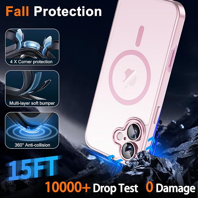 Magnetic for iPhone 17 Case with Privacy Screen Protector, Pink | Full Camera Protection, Compatible with MagSafe, Translucent Matte Shockproof Phone Cover for iPhone 17 Women Girls - Image 6