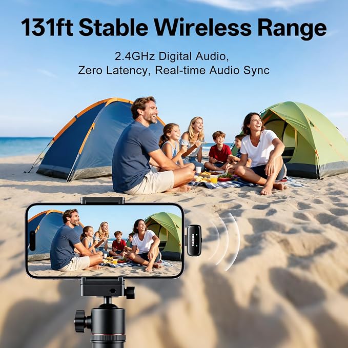 Mini Wireless Lavalier Microphone for iPhone ipad Android | Plug & Play, 131FT Range,with Noise Reduction, 33h Charging Case, for Content Creators,for iPhone Vlogging, Podcast - Image 8