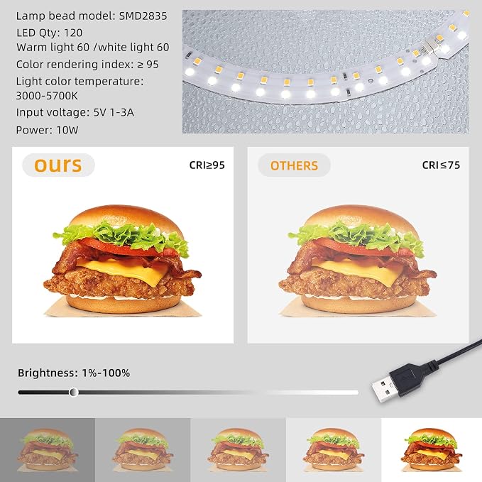 Lightdow 12"x12"x12" Photo Studio Light Box Photography with Desktop Tripod & 120 LEDs (CRI>95), 6 Backdrops - Portable/Dimmable Folding Shooting Tents for Toys/Jewelry/Watches/Cosmetics - Image 3