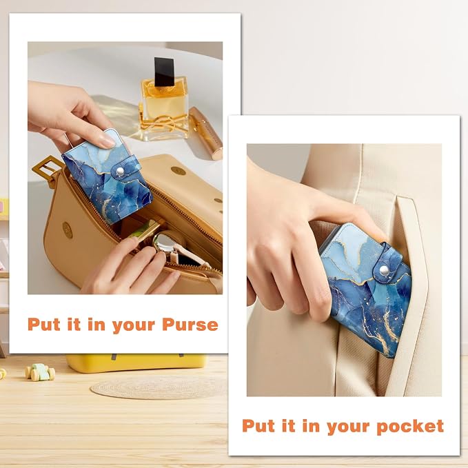 Fintie Mini Photos Album Book for 2x3 Inch Films - 52 Pockets Small Albums | For Fujifilm Instax Mini, Polaroid Hi-Print Pictures, Portable Kpop Photocard Holder, Travel Memory Book, Ocean Marble - Image 7