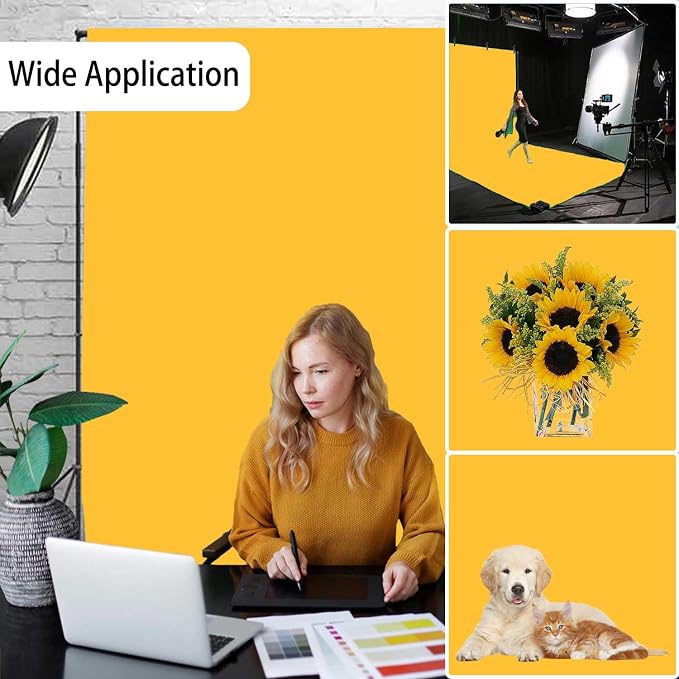 Yellow Photography Backdrop for Photoshoot, Fabric 8x10ft | Versatile Studio Photo Backgrounds, Non Reflective, Easy to Use, for Portraits, Product, Party, Video Creation - Image 3