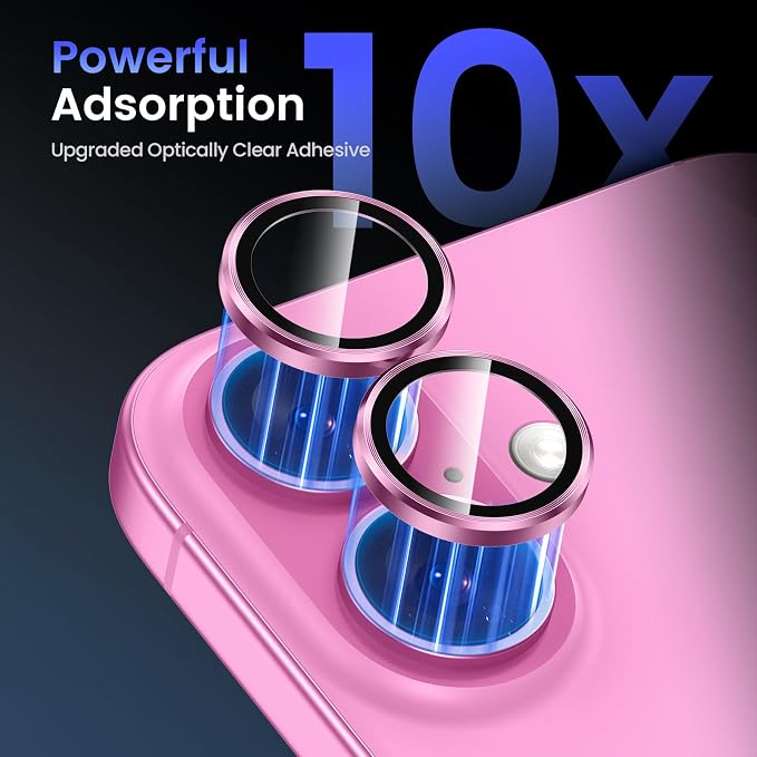 Tensea for iPhone 16/16 Plus Camera Lens Protector, Camera Cover | 9H Tempered Glass Camera Screen Protector, Metal Individual Ring for iPhone16 6.1inch/ 16Plus 6.7inch, HD Clear, Easy Install - Image 6