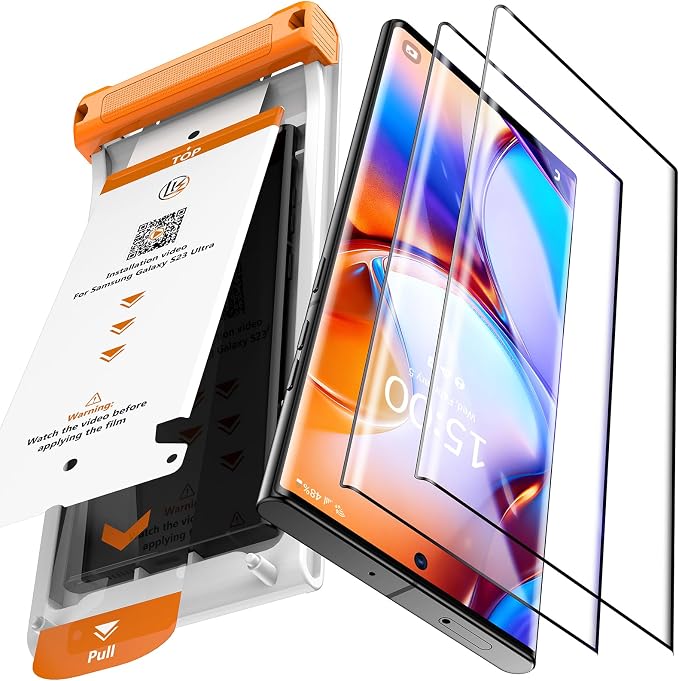 LK 2 Pack for Samsung Galaxy S23 Ultra Screen Protector, Flexible Glass | [GAME-CHANGER] [12FT Military Grade Shatterproof] Bubble-Free Film for Cell Phone s23 Ultra, Ultra-Thin by LK